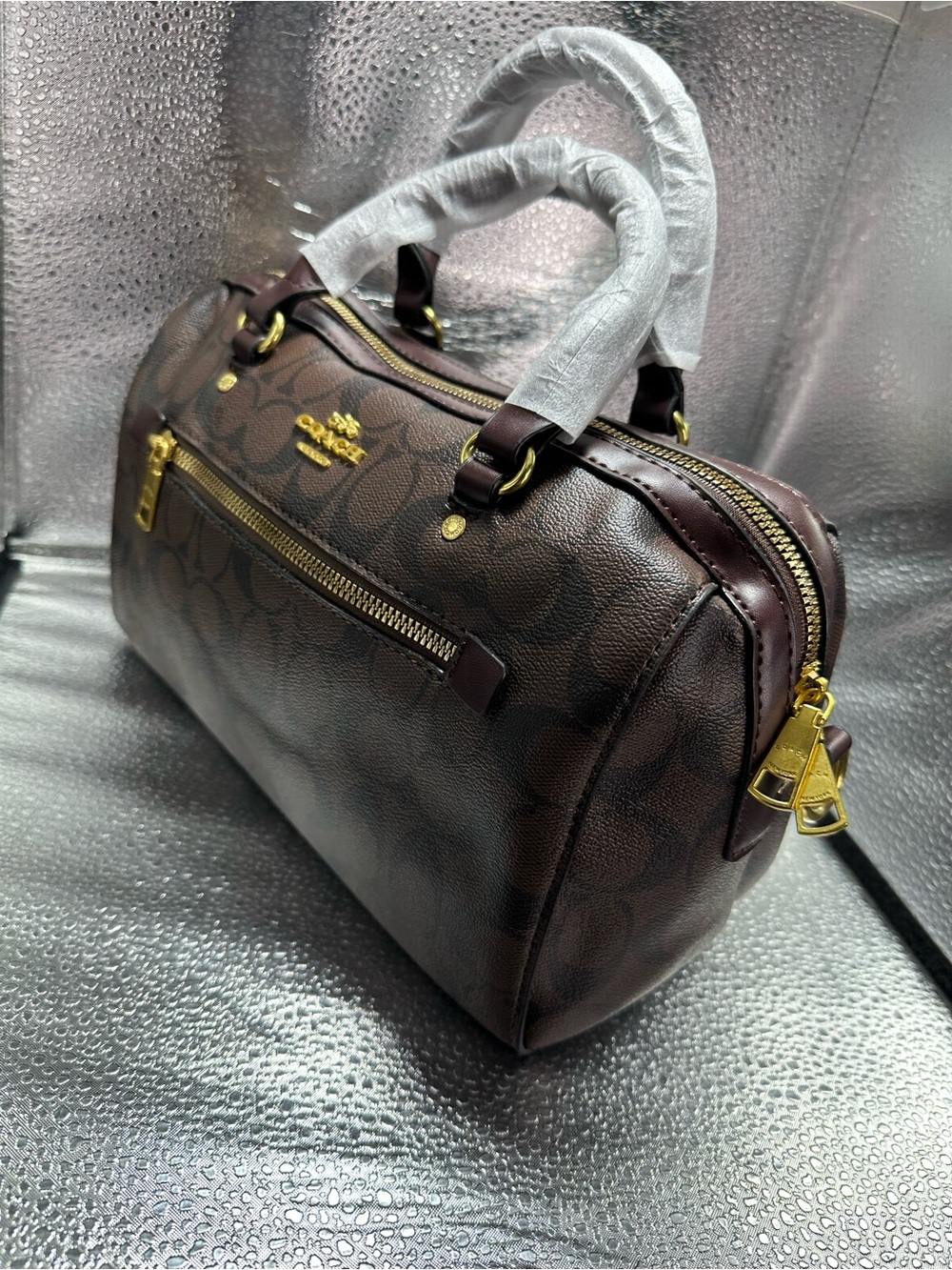 COACH Brown Logo Satchel with Gold Hardware - Picture 4 of 4